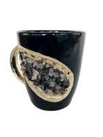 Black and Gold Amethyst Crystal Ceramic Mug with Gold Handle