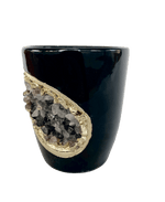 Black and Gold Amethyst Crystal Ceramic Mug with Gold Handle