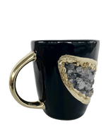 Black and Gold Amethyst Crystal Ceramic Mug with Gold Handle