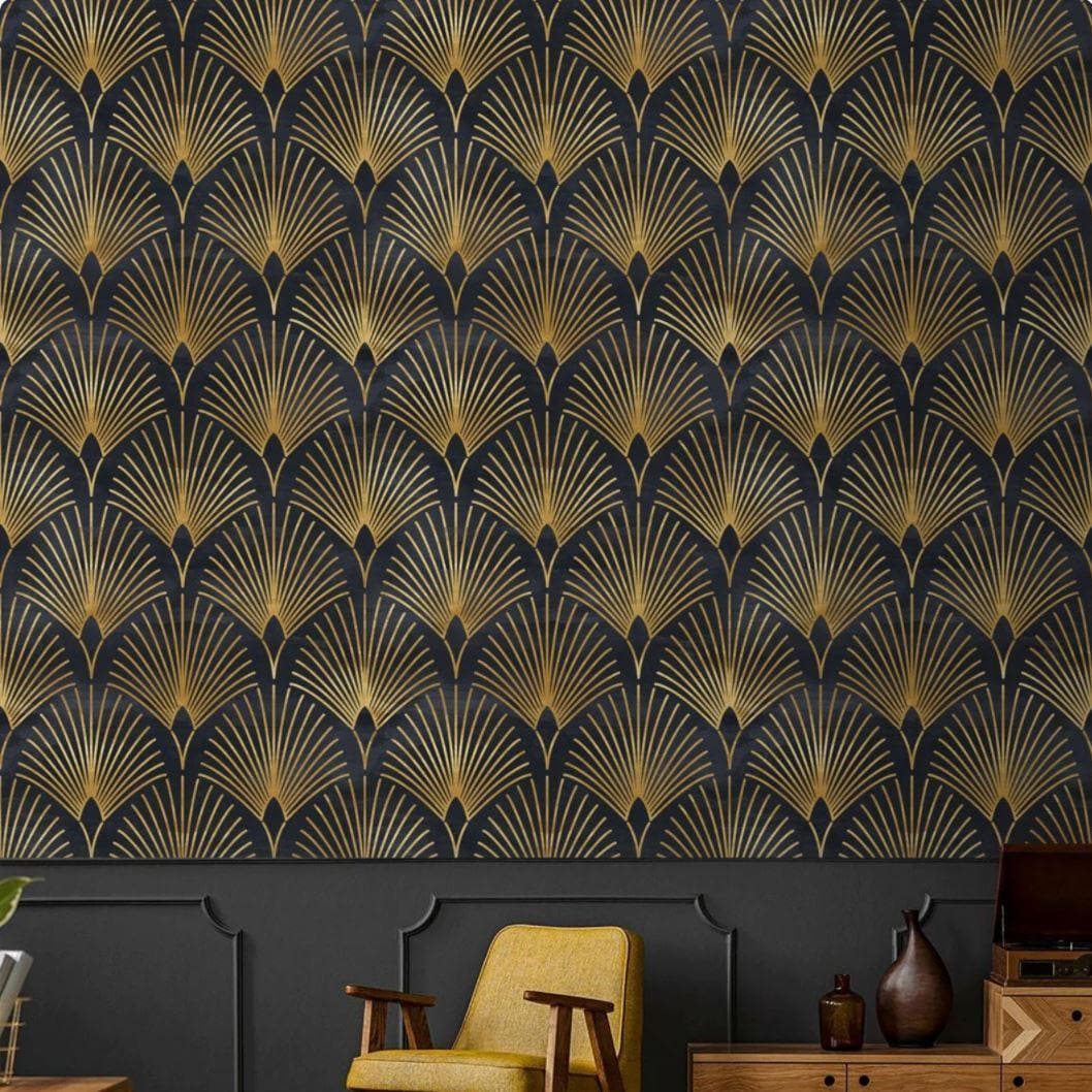 Black and Gold Art Deco Geo Wallpaper