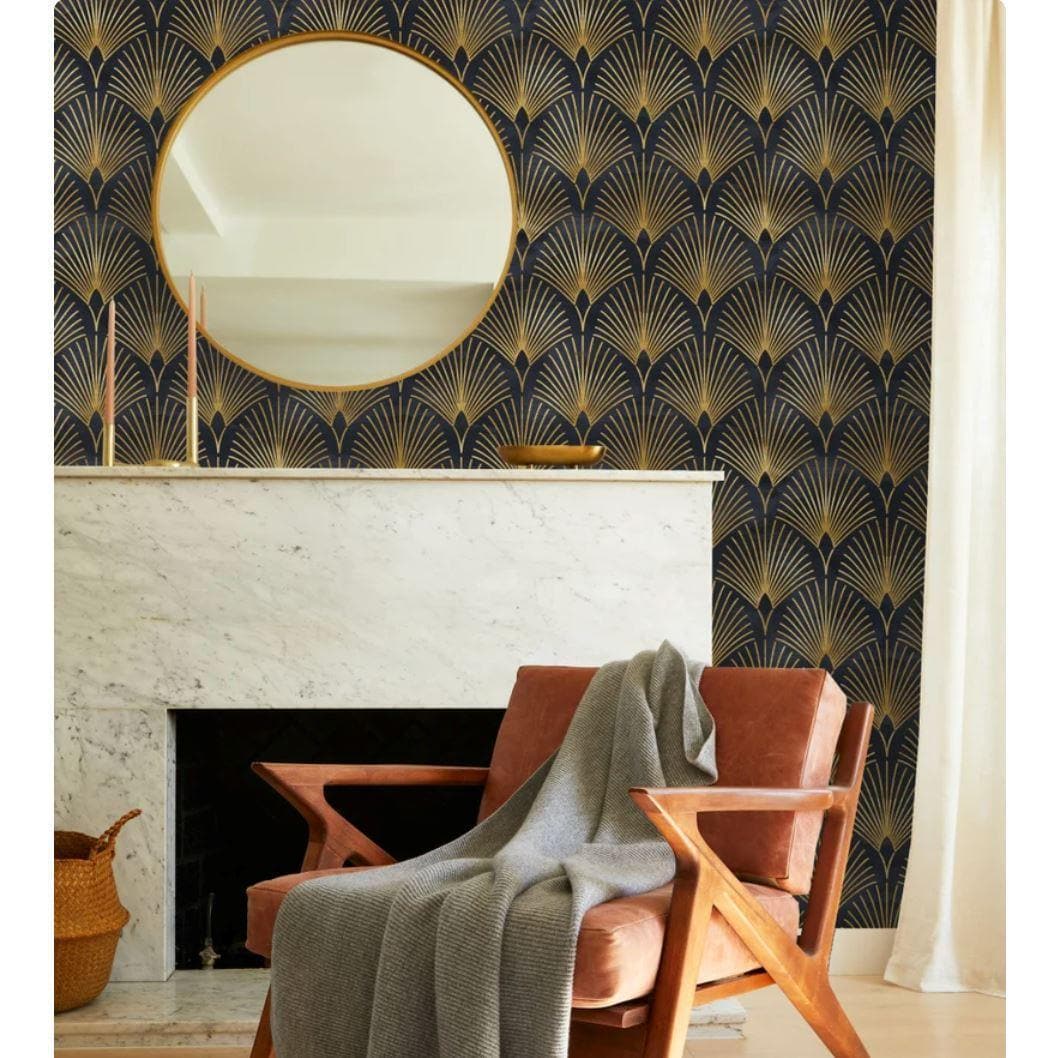 Black and Gold Art Deco Geo Wallpaper