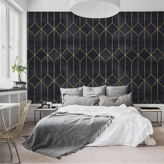 Black and Gold Art Deco Geometric Wallpaper | MAIA HOMES