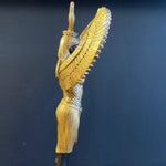 Black and Gold Egyptian Goddess Isis Standing Sculpture