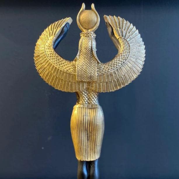 Black and Gold Egyptian Goddess Isis Standing Sculpture - MAIA HOMES