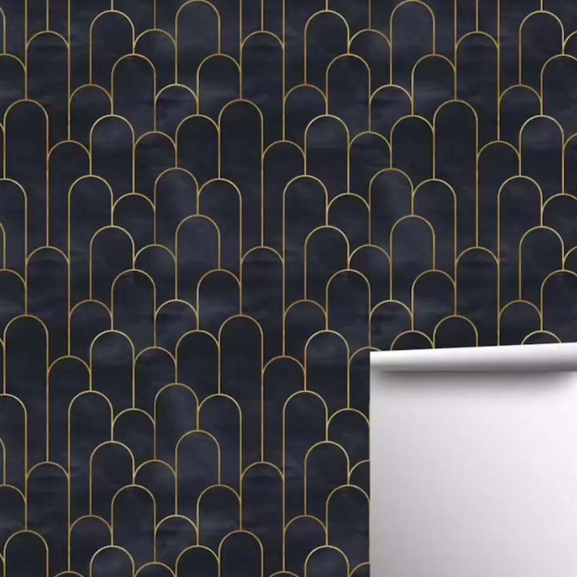 Black and Gold Pillars Wallpaper - MAIA HOMES
