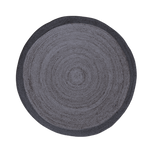 Black and Gray Round Jute Rug