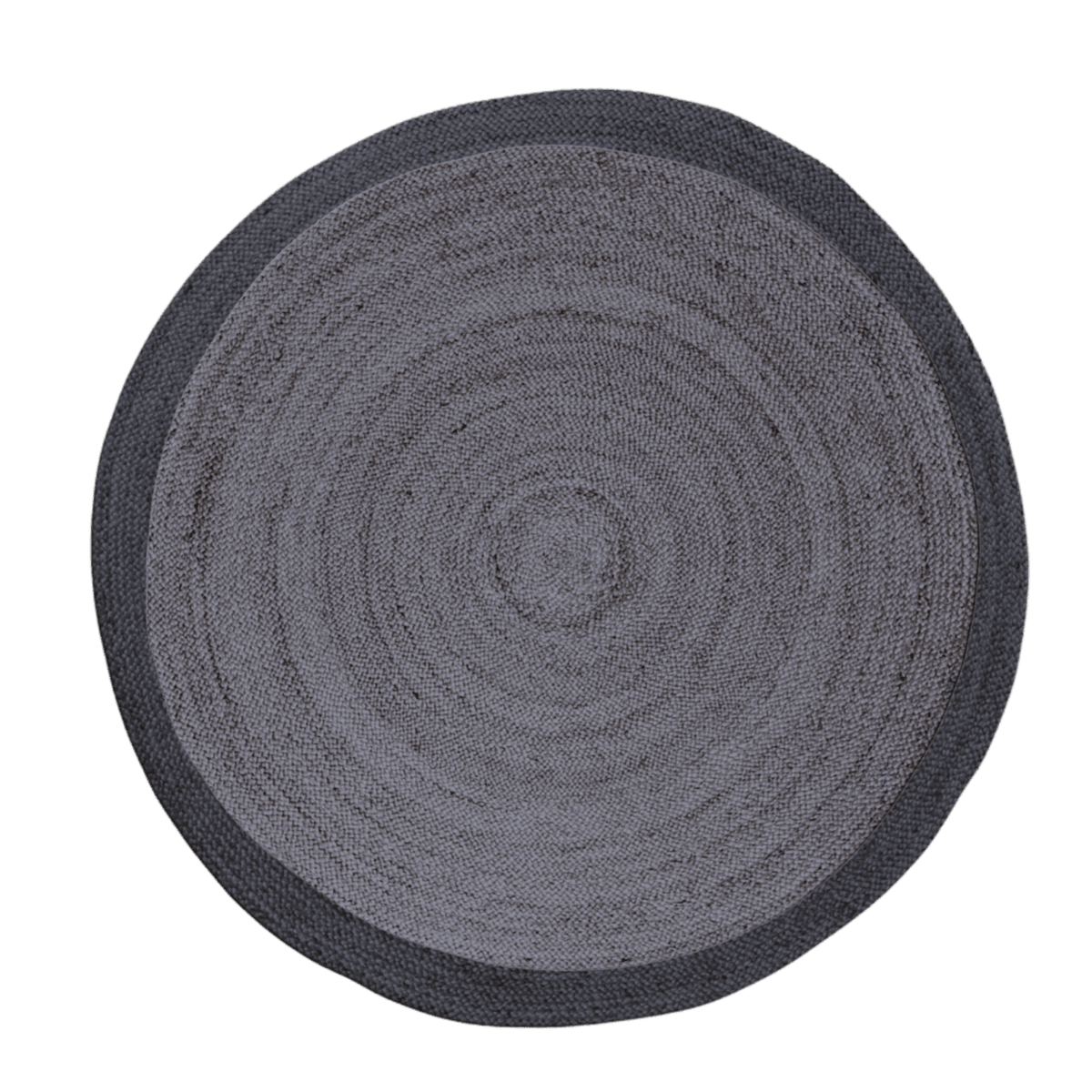 Black and Gray Round Jute Rug