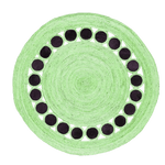 Black and Green Circle Round Jute Rug