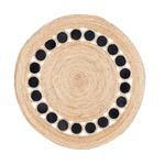 Black and Natural Circle Round Jute Rug