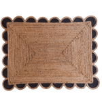 Black and Natural Scallop Jute Rug