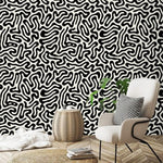 Black and White Abstract Flows Wallpaper