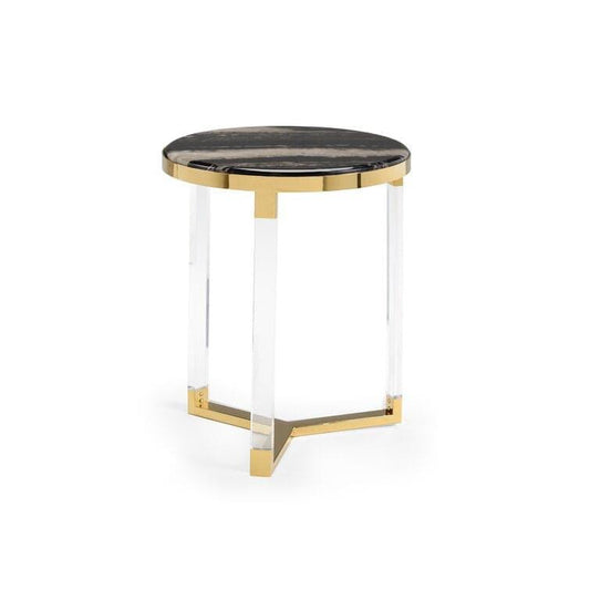 Black and White Acrylic Lovelock End Table - MAIA HOMES