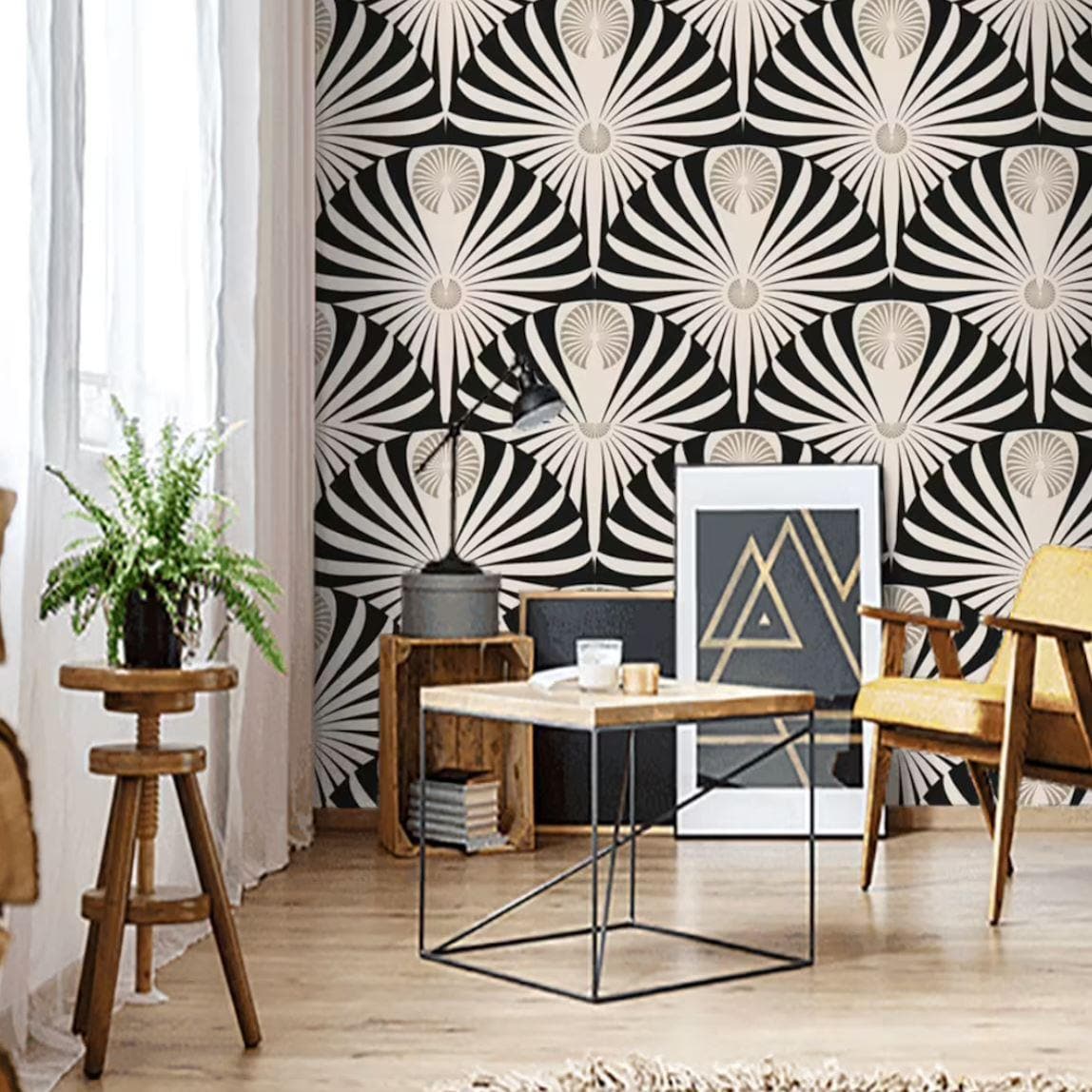 Black and White Art Deco Wallpaper