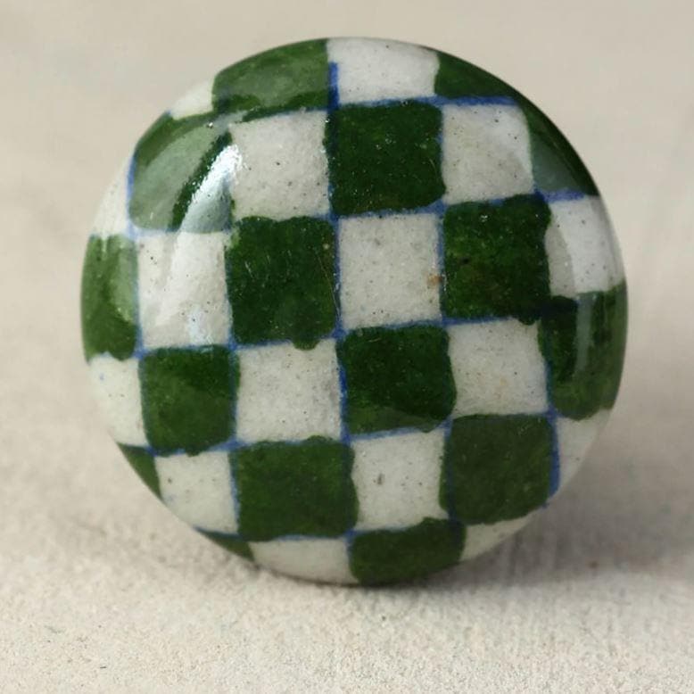 Black and White Checkerboards Ceramic Cabinet Knobs - Set of 6 - MAIA HOMES