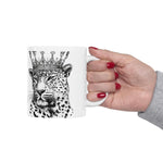 Black and White Crown Leopard Ceramic Mug