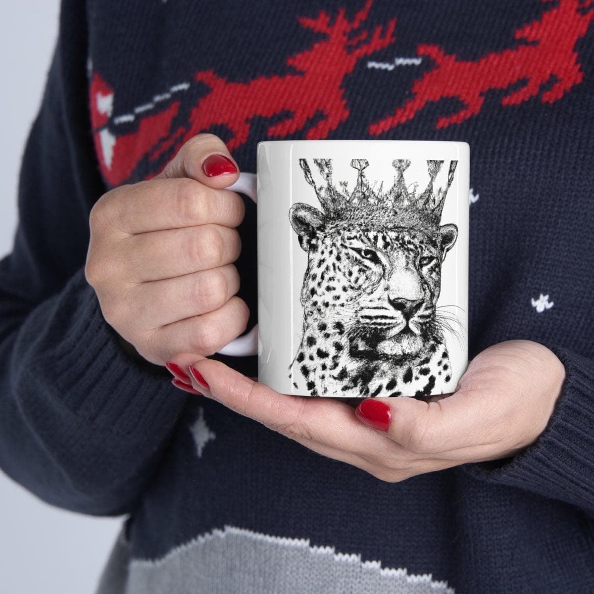 Black and White Crown Leopard Ceramic Mug - MAIA HOMES