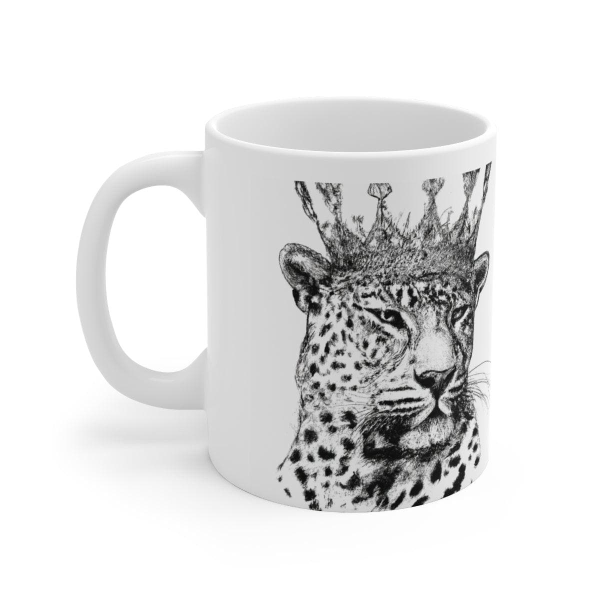 Black and White Crown Leopard Ceramic Mug