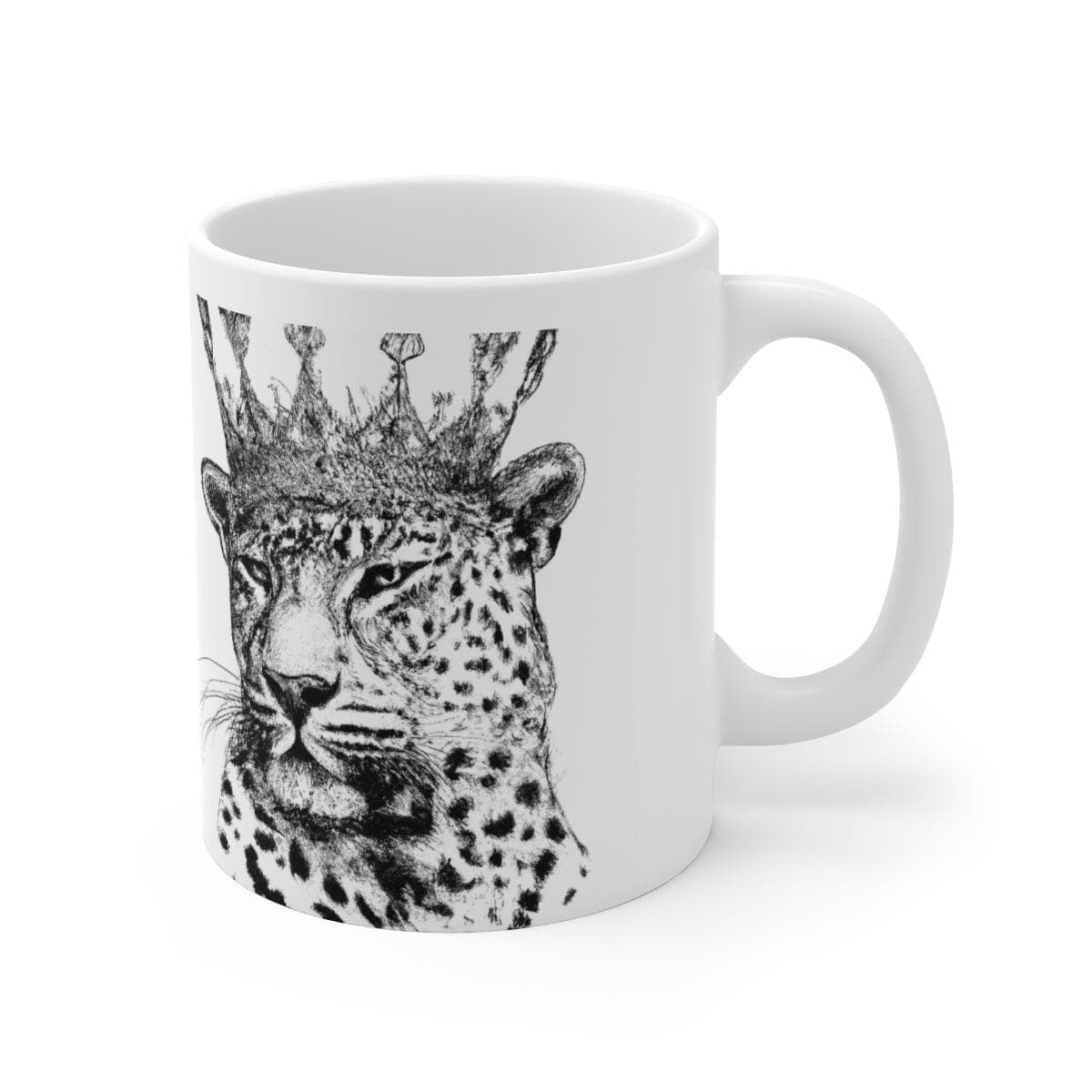 Black and White Crown Leopard Ceramic Mug