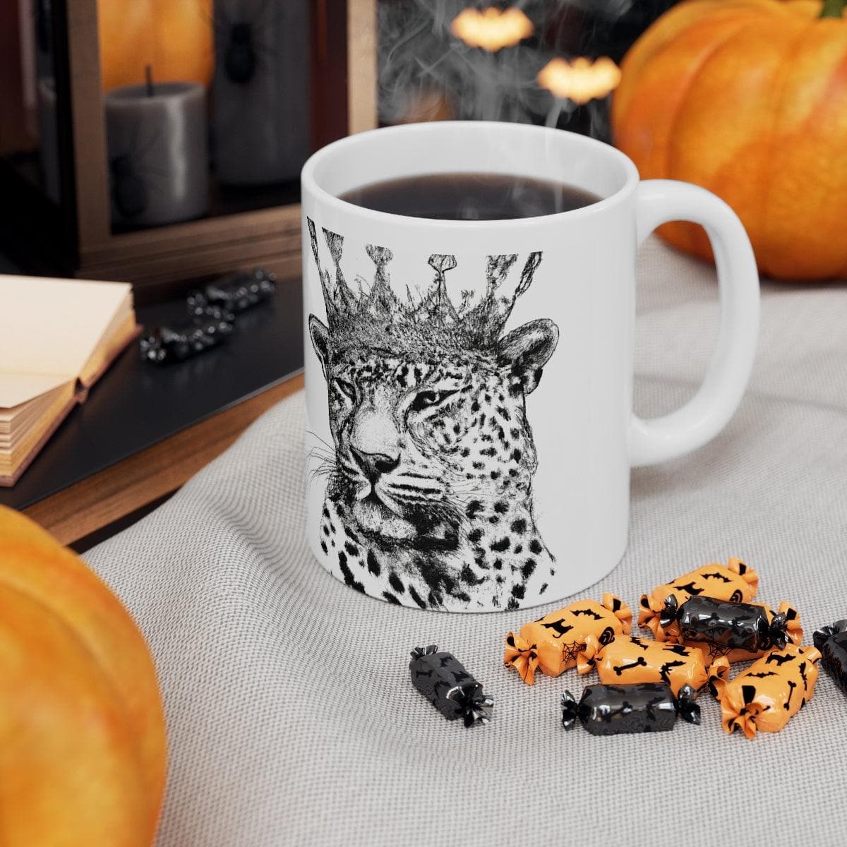 Black and White Crown Leopard Ceramic Mug