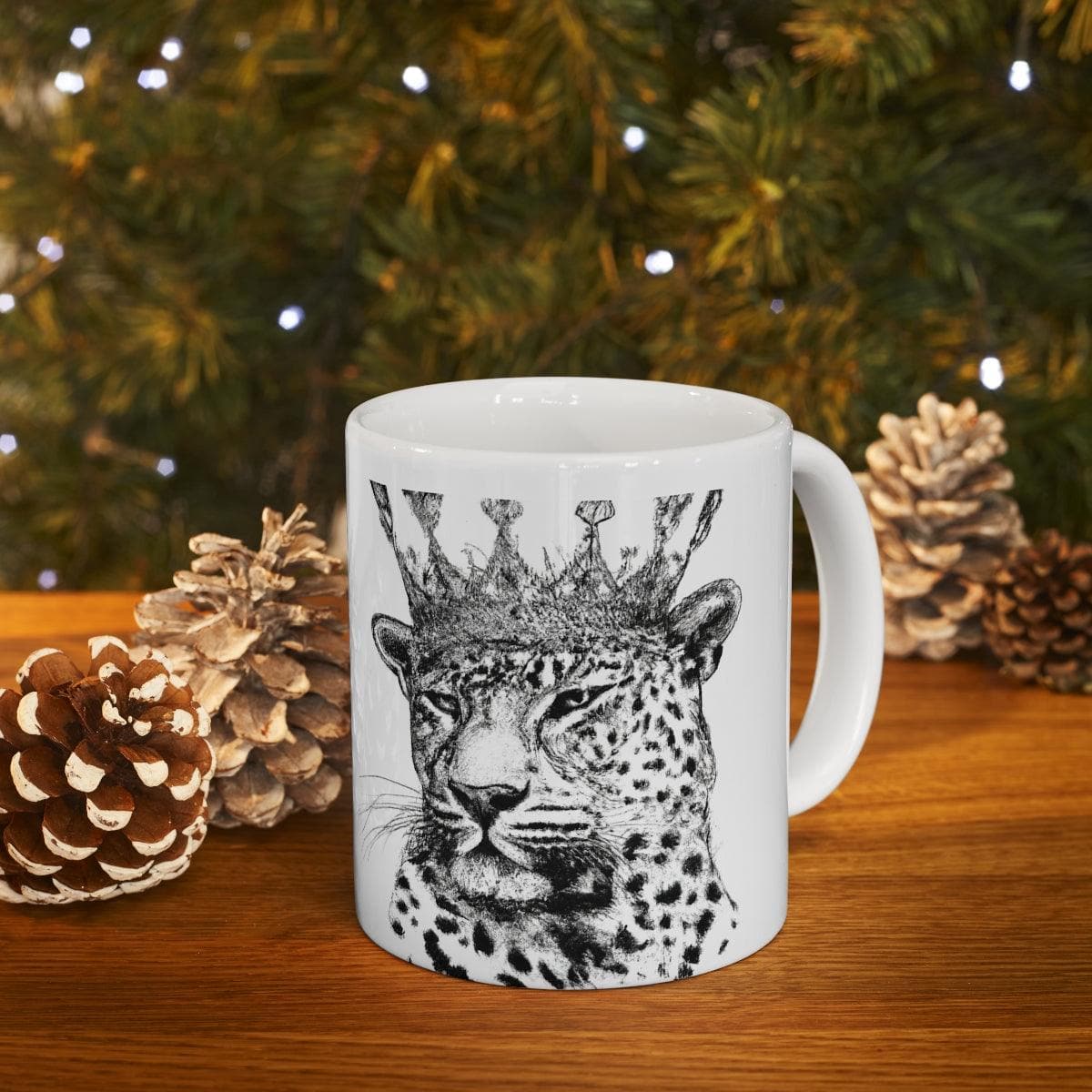 Black and White Crown Leopard Ceramic Mug - MAIA HOMES