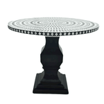 Black and White Diamonds Hand Crafted Bone Inlay Round Dining Table