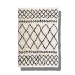 Black and White Diamonds Shaggy Wool Area Rug