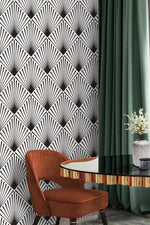 Black and White Edgy Art Deco Wallpaper