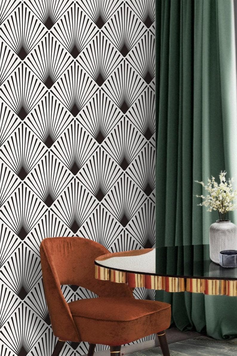 Black and White Edgy Art Deco Wallpaper