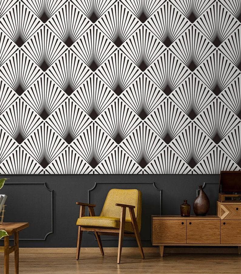 Black and White Edgy Art Deco Wallpaper