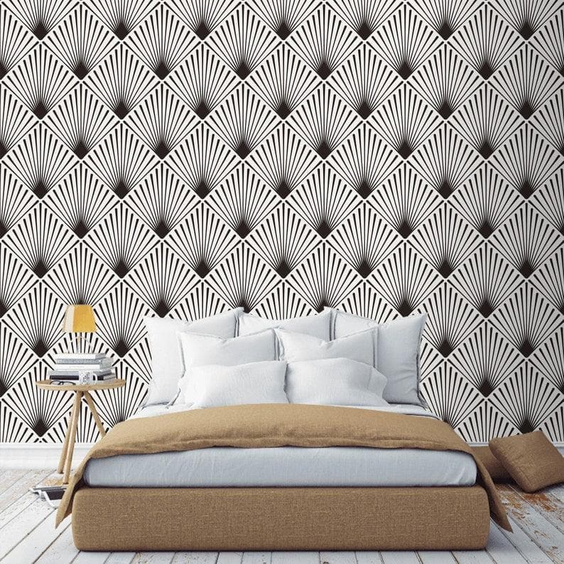 Black and White Edgy Art Deco Wallpaper