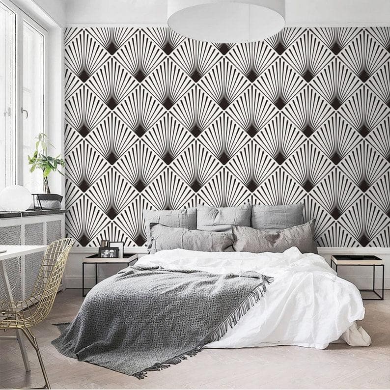 Black and White Edgy Art Deco Wallpaper - MAIA HOMES