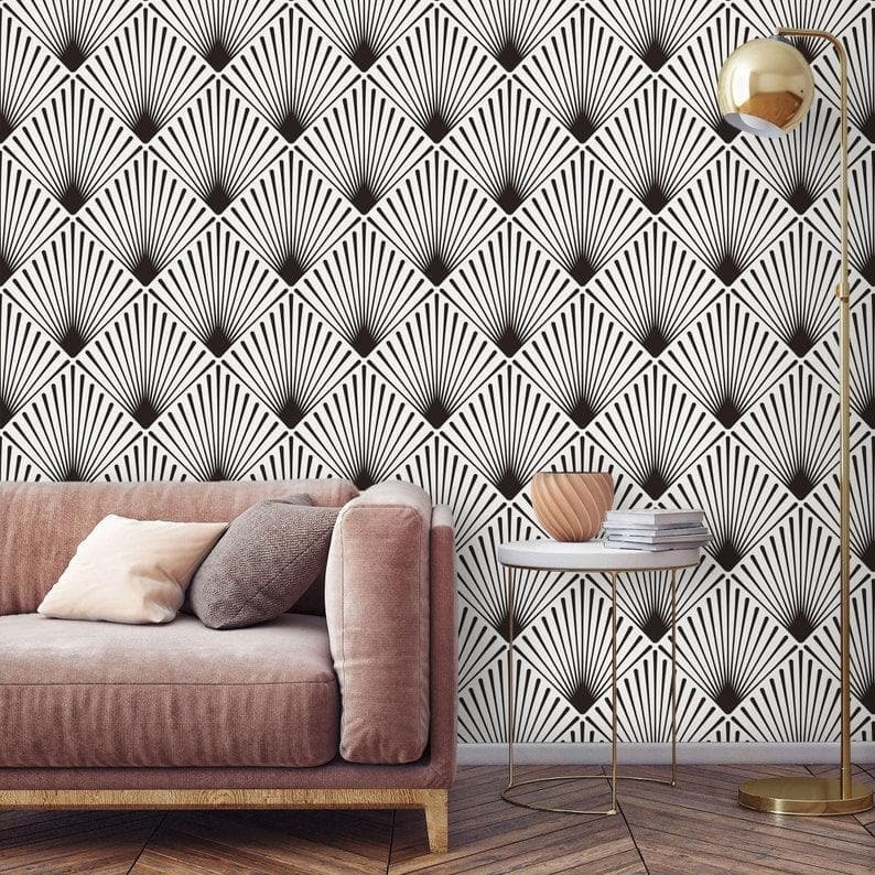 Black and White Edgy Art Deco Wallpaper - MAIA HOMES