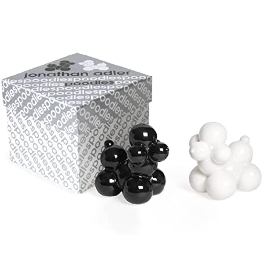 Black and White Jonathan Adler Poodles Salt & Pepper Shakers