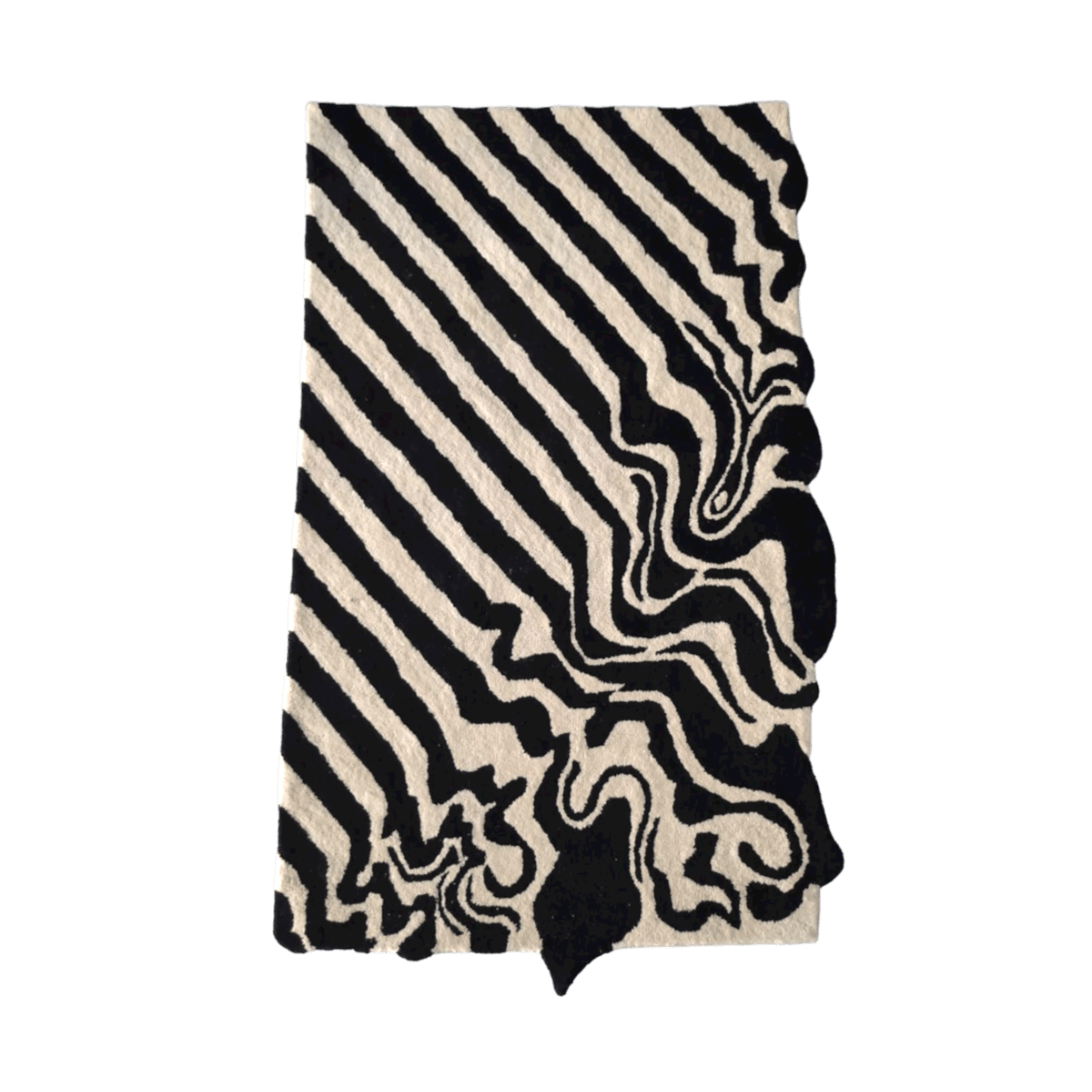 Black and White Melting Hand Tufted Wool Rug - MAIA HOMES