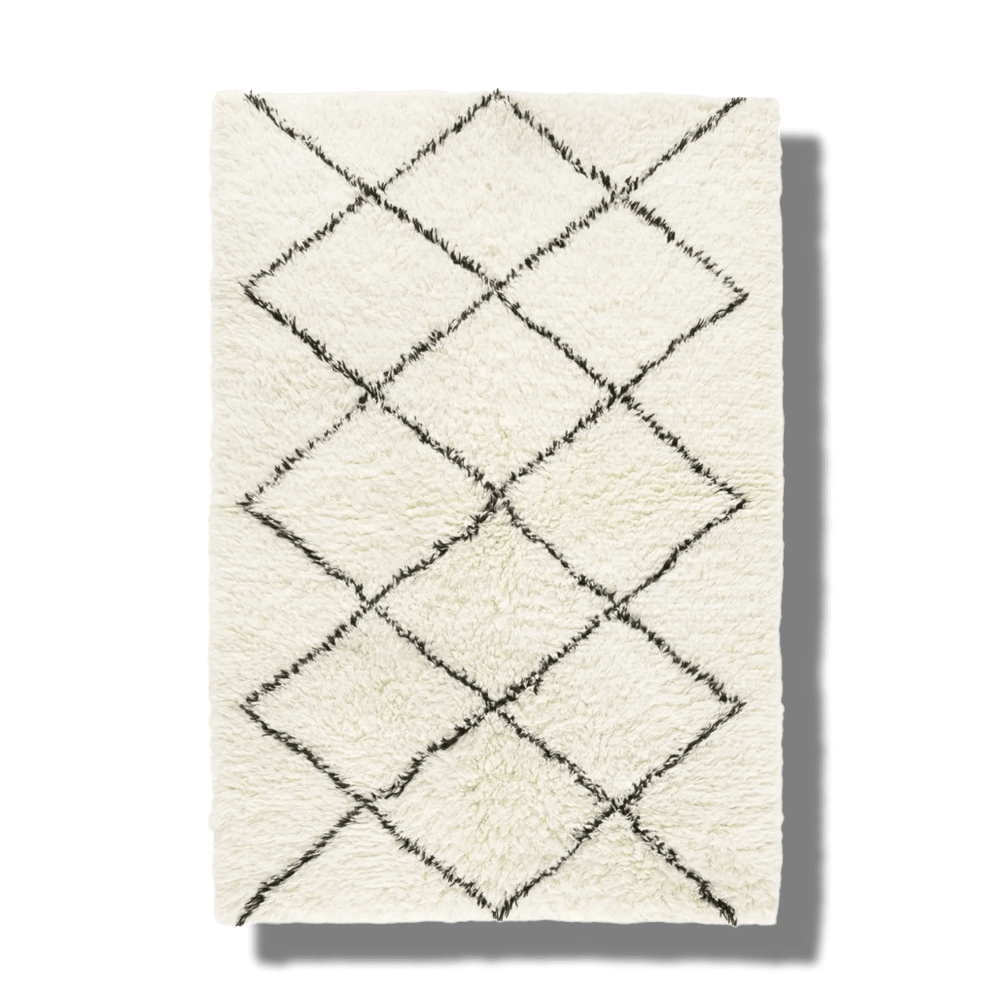 Black and White Minimalist Shaggy Hand Woven Wool Rug - MAIA HOMES