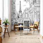 Black and White Paris Eiffel Tower Wall Mural