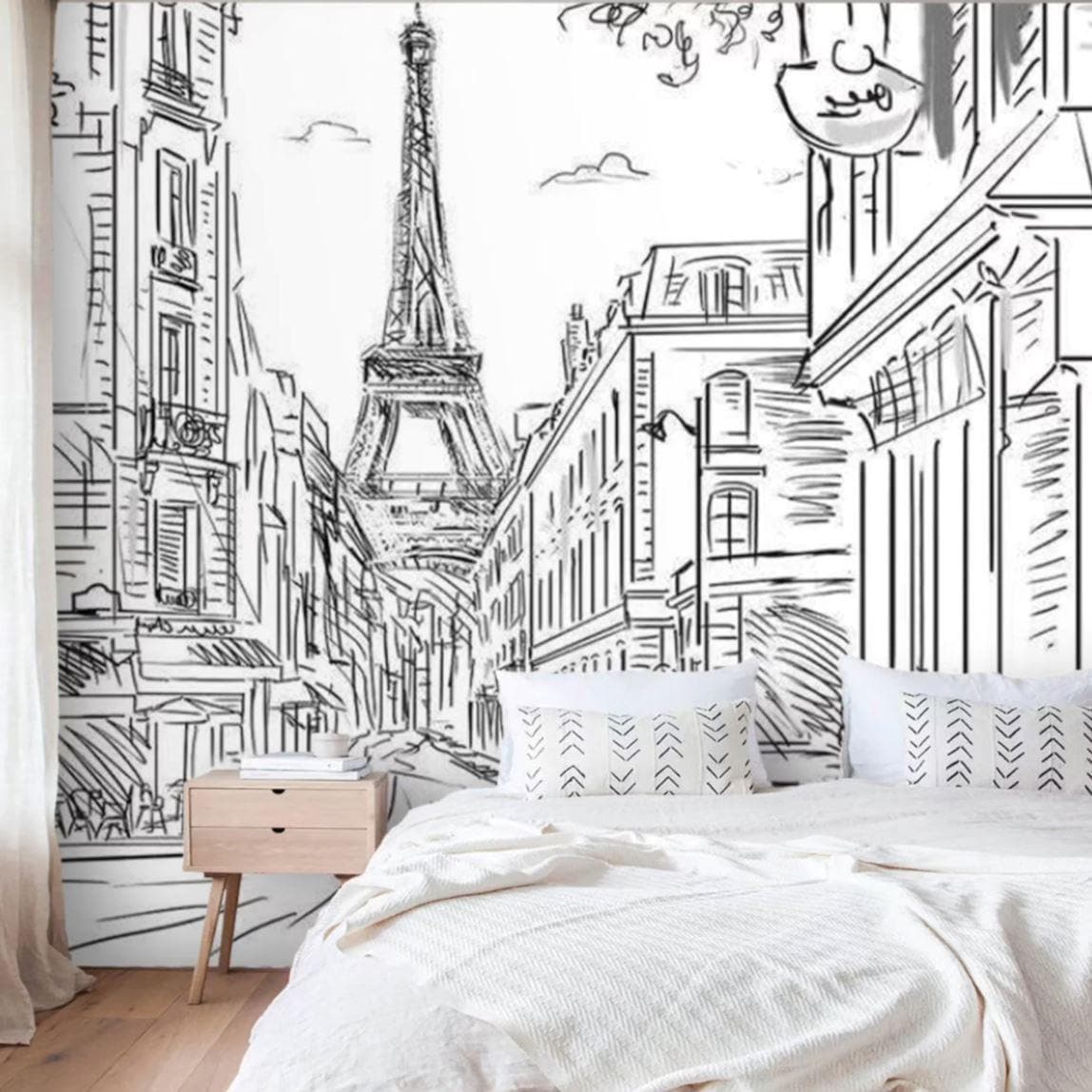 Black and White Paris Eiffel Tower Wall Mural