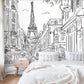 Black and White Paris Eiffel Tower Wall Mural - MAIA HOMES