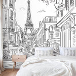 Black and White Paris Eiffel Tower Wall Mural