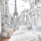 Black and White Paris Eiffel Tower Wall Mural - MAIA HOMES