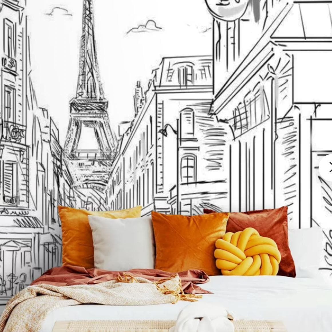 Black and White Paris Eiffel Tower Wall Mural