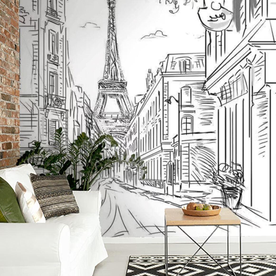 Black and White Paris Eiffel Tower Wall Mural