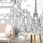 Black and White Paris Eiffel Tower Wall Mural