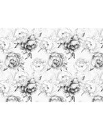 Black and White Peonies Watercolor Large Flowers Wall Mural