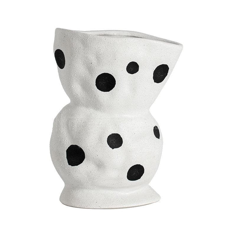 Black and White Polka Dot Abstract Art Ceramic Vase