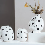 Black and White Polka Dot Abstract Art Ceramic Vase