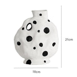 Black and White Polka Dot Abstract Art Ceramic Vase E