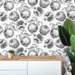 Black and White Pomegranate Fruits Illustration Wallpaper