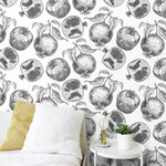 Black and White Pomegranate Fruits Illustration Wallpaper