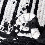 Black and White Rectangular Hand Made Cotton Rug